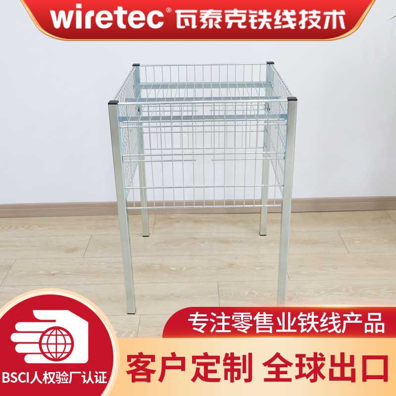 超市便利店商品促销金属铁丝网格防静电单层多层促销笼展示桌