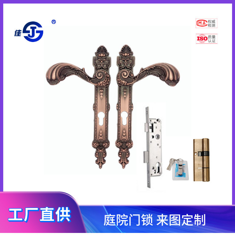 佳固T02直供欧式执手锁锌合金室内木门大门锁庭院凤尾古铜拉手锁