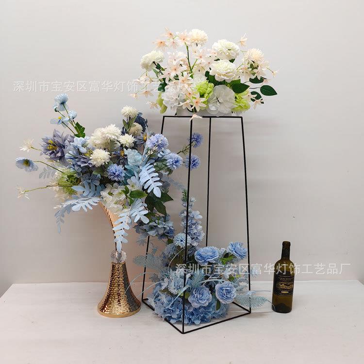 新款婚庆道具铁艺烤漆路引花器仿真花装饰花架铁艺拍摄摆件工艺品