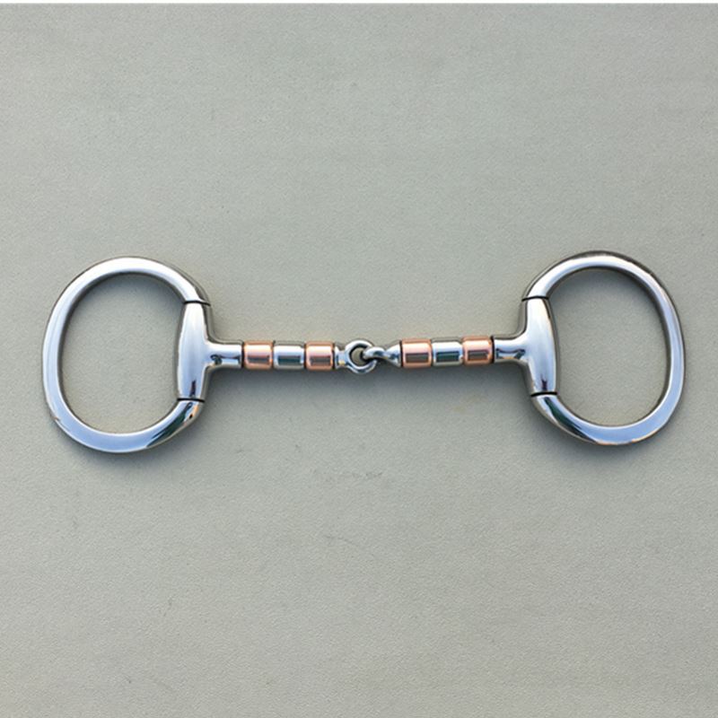 马具D型马衔不锈钢马嚼子马术用品13cm 铜滚筒马口衔铁