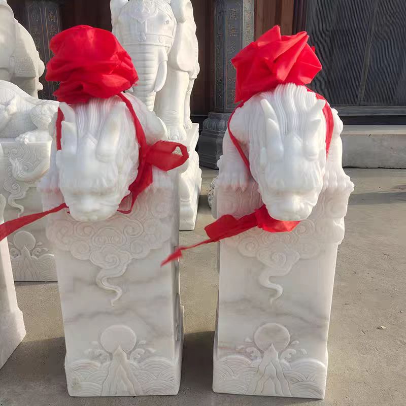汉白玉石雕吸水兽一对门口象一对