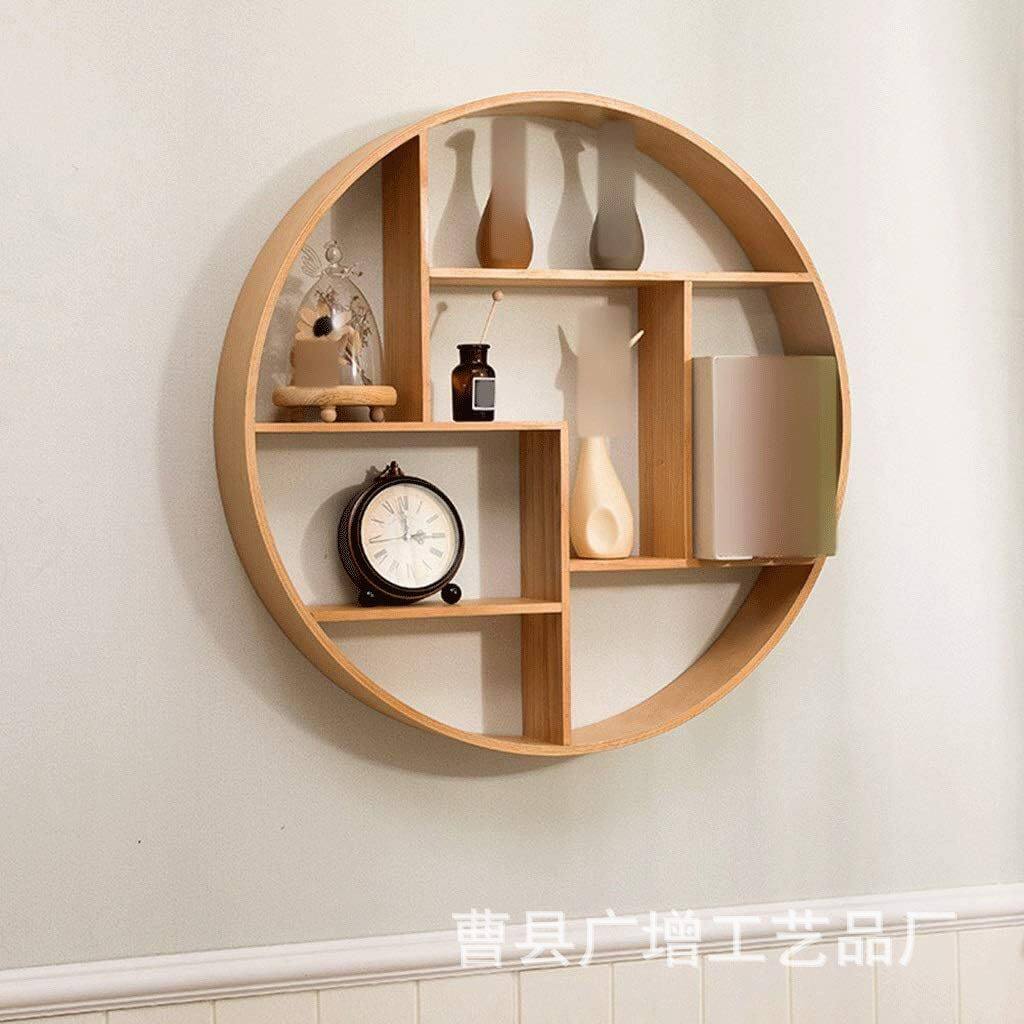 木质创意悬浮架多层储物架圆形装饰架工艺品展示架玄关实木钥匙架