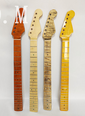 ST21品亮光电吉他右手一体虎纹柄吉他琴颈枫木虎纹带背中线琴柄