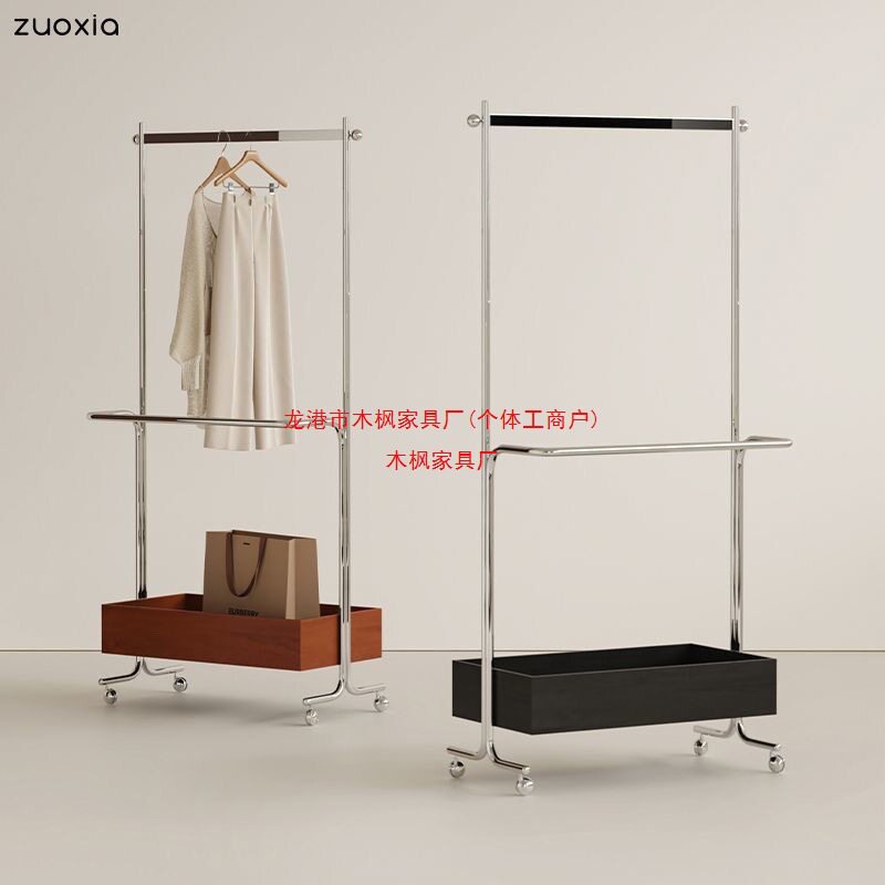 中古落地衣架现代不锈钢挂衣架衣帽架卧室移动服装收纳置物衣帽架