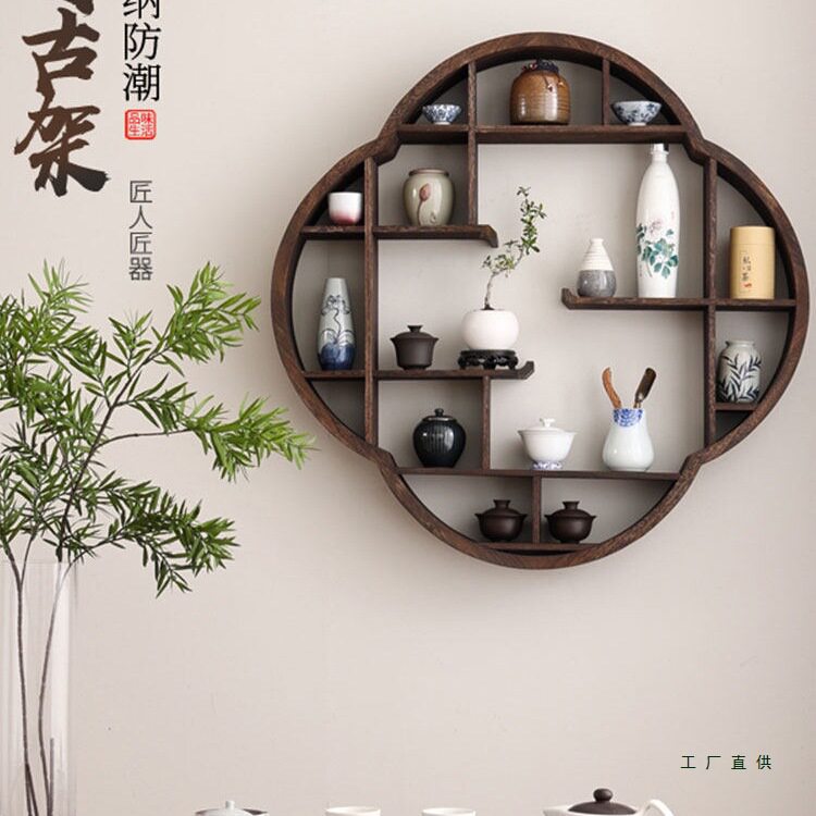 梅花中式实木壁挂博古架多宝阁