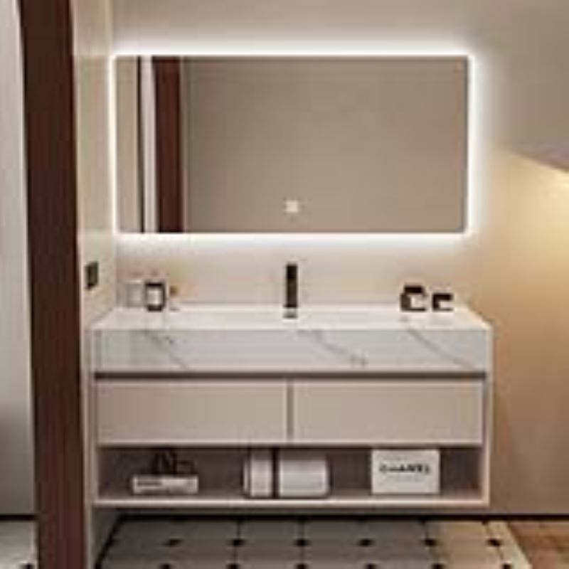 岩板无缝拼接陶瓷新款一体盆浴室柜组合卫生间洗手台洗脸池洗漱台