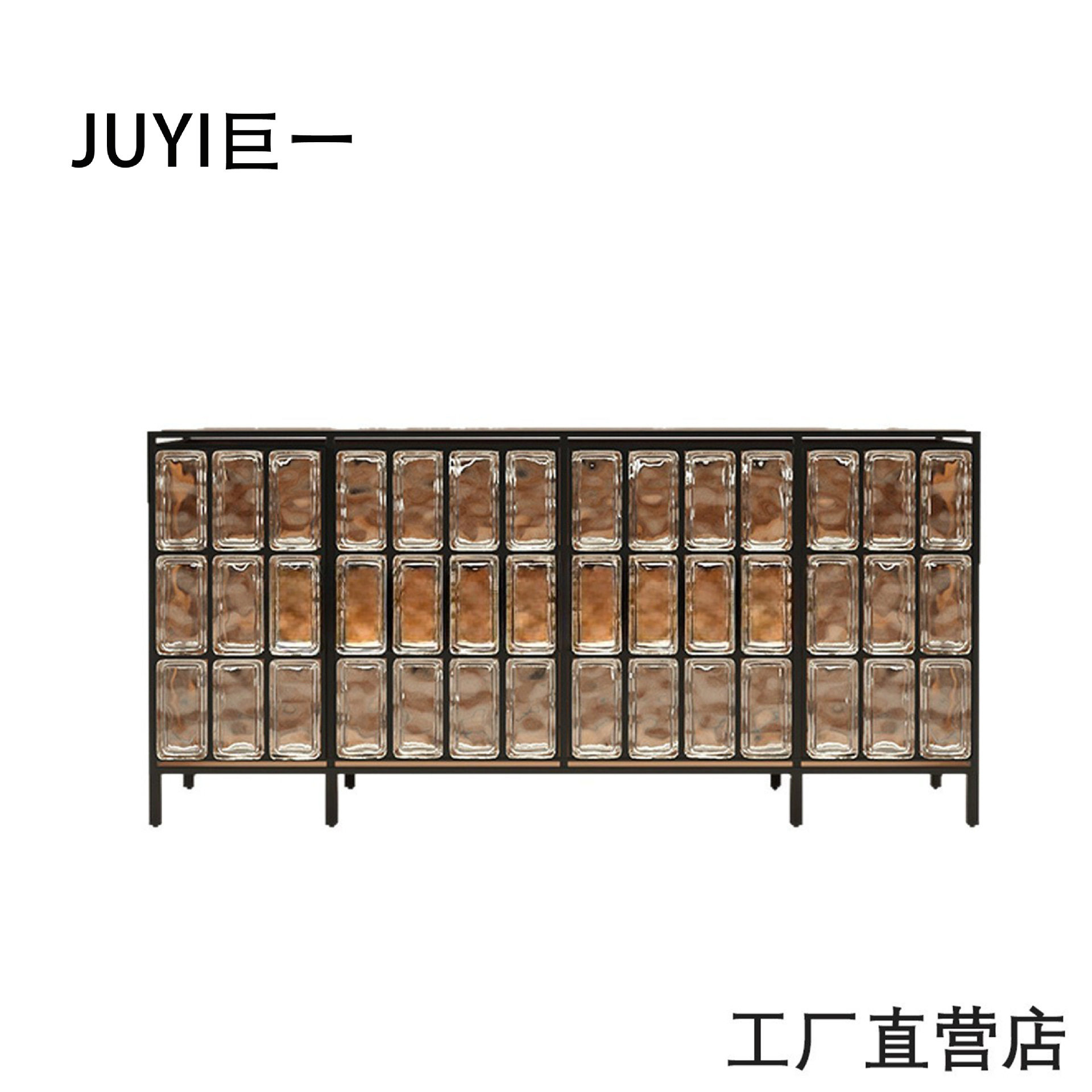 JUYI意式极简高级感水晶玻璃砖餐边柜高端置物柜别墅层玄关柜图片