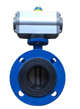 D641X-16球墨铸铁气动法兰蝶阀 软密封法兰蝶阀 法兰气动蝶阀