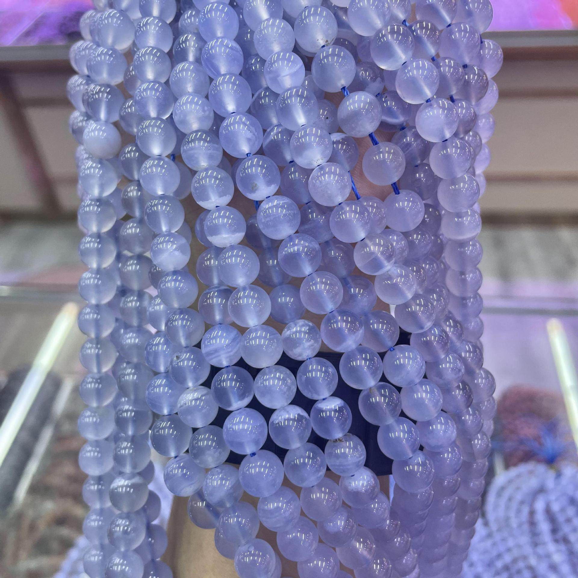 巧恩珠宝天然玛瑙散珠蓝调油润细腻紫玛瑙长链长串圆珠DIY配珠