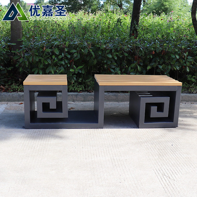 户外仿古公园长椅古典长条凳室外防腐木休息座椅庭院广场实木排椅
