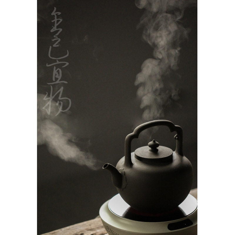 紫砂陶泥纯手工紫泥电陶炉烧水明火煮茶壶提梁茶壶可养吴经耐高温