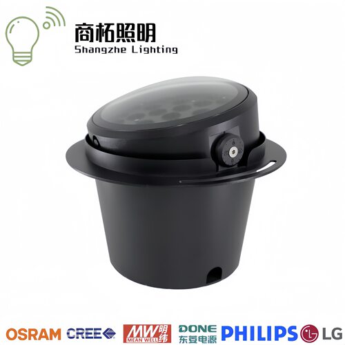 LED户外防眩光圆形投射灯防水18w27w36w54w108w半埋式树桩投光灯