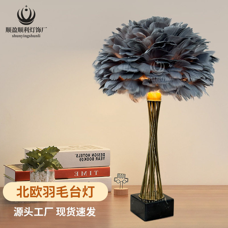 北欧风格羽毛落地灯简约网红书房床头灯跨境ins卧室客厅led落地灯