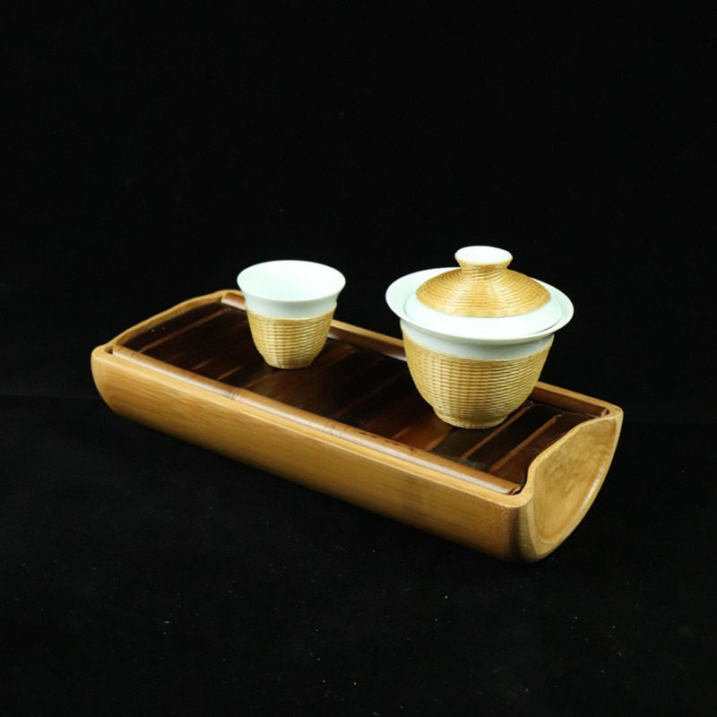 烟熏竹茶盘迷你茶海竹茶托壶承茶台原竹干泡台茶道配件竹制工艺品