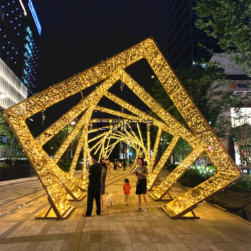 户外爱心街道灯光节LED拱门造型跨街时光隧道工程亮化造型景观灯