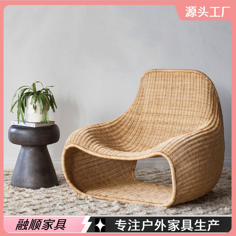 户外藤编沙发猫窝茶几三件套