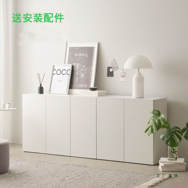 餐边柜简约现代白色收纳碗柜阳台柜储物柜家用靠墙落地飘窗柜