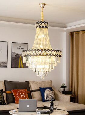 轻奢客厅水晶大吊灯 别墅复式楼梯灯酒店大堂水晶灯 pendent lamp