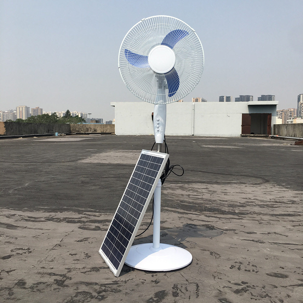 家用户外非洲南亚16寸18寸12V直流无刷电机太阳能落地扇 充电风扇