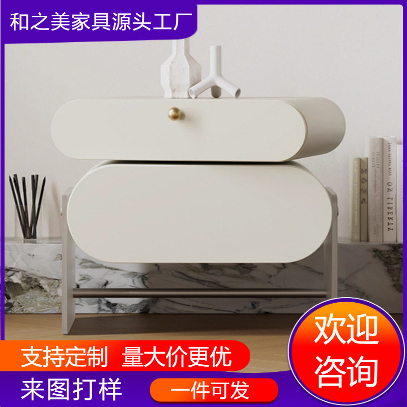 亚克力旋转床头柜极简奶油风