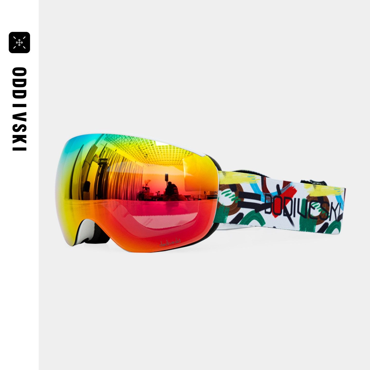 oddivski滑雪镜护目镜儿童男女大球面双层可卡近视防雾防风雪镜