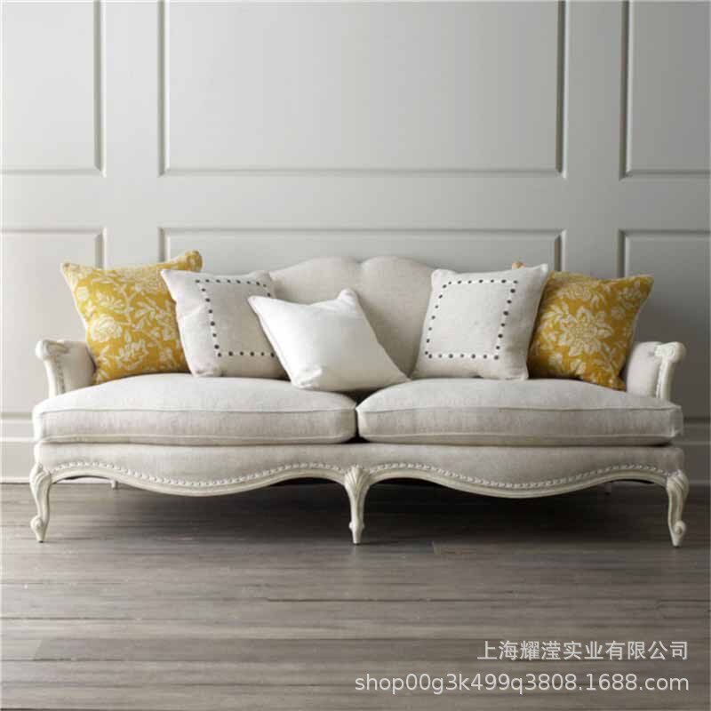 美式乡村实木沙发订置家具户型客厅布艺沙发可拆洗双人位休闲沙发