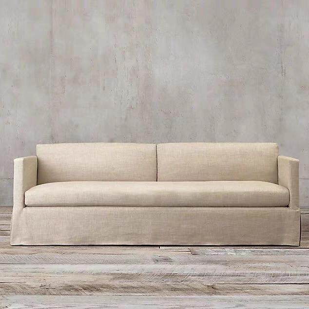 现代简约客厅家用可拆洗亚麻布艺沙发美式复古组合单双三人沙发