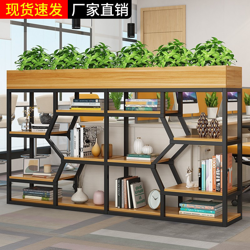 办公室隔断多层钢木置物架工业风卡座围栏客厅隔断柜绿植置物架