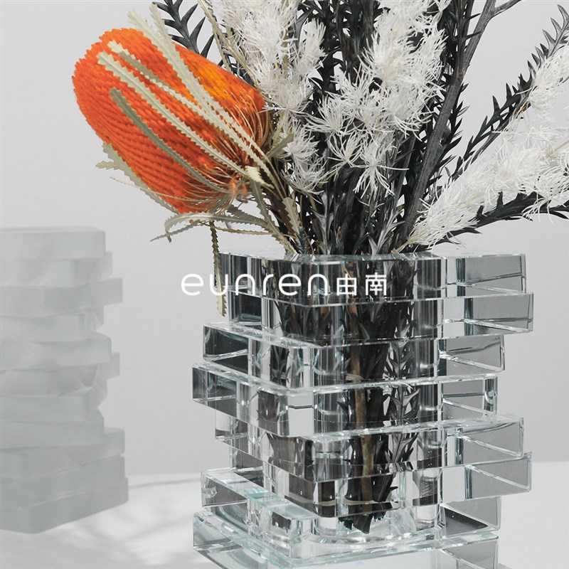 极简风现代几何错位造型花瓶花器摆件样板间客厅电视柜桌面装饰品