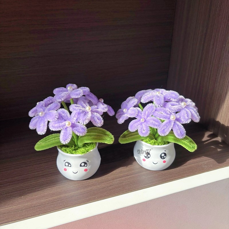 创意扭扭棒百合迷你小盆栽手工材料包实用摆件自制生日礼物送女生