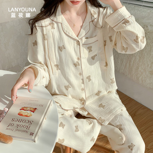 月子服纯棉纱布3月份4薄款 产后孕妇睡衣女春秋R产妇孕期哺乳家居