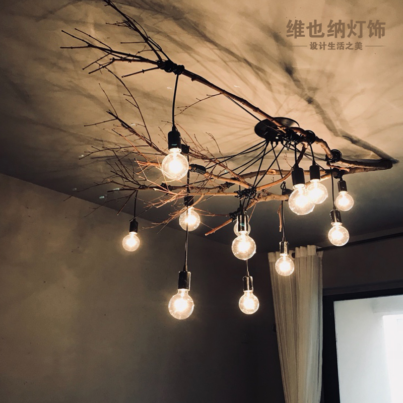 复古工业风吊灯创意个性装饰网红B服装店铺多头客厅餐厅酒吧树枝