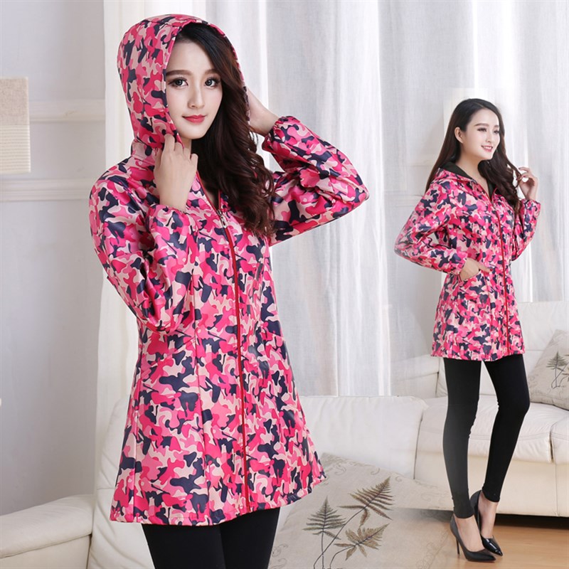 韩版收腰防水f加绒罩衣女长袖拉链连帽厨房护衣羽绒服外套工作服