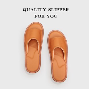 高级感真皮拖鞋夏家居室内地板防滑防臭软底静音男女牛皮凉拖居家