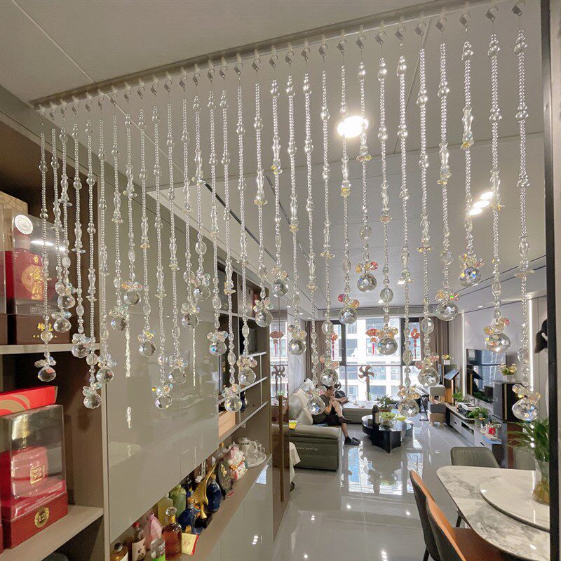 水晶珠帘A7A9新款雨淋客厅隔断免打孔帘子玄关过道厨房门帘挂手工