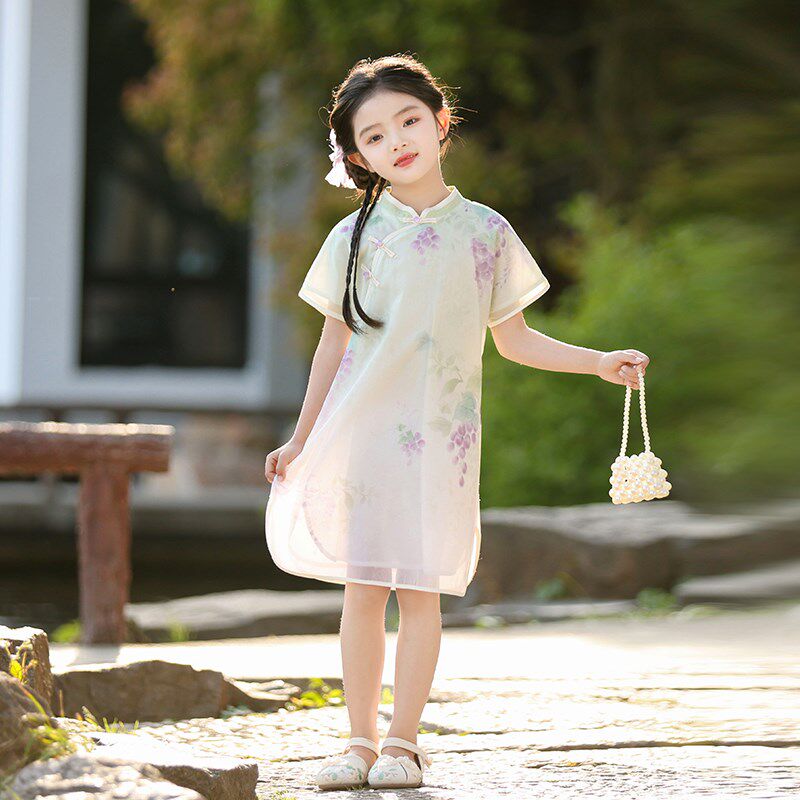 汉服女童2025夏季薄款儿童新中式旗袍裙小女孩国风连衣裙宝宝唐装