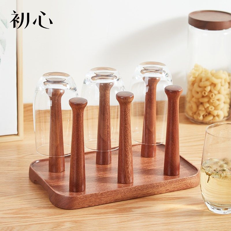 实木玻璃杯沥水托盘水杯置物架家用杯架乌檀木桌面防尘收纳杯子架,家庭/个人清洁工具,杯架,淘宝优惠券,粉丝福利购,淘宝优惠卷