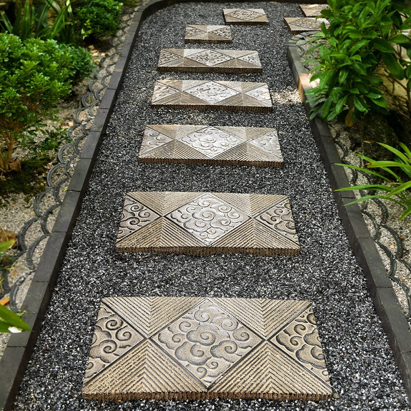 户外防滑草坪祥云脚踏石汀步石中式庭院花园方形铺路石板仿古地砖
