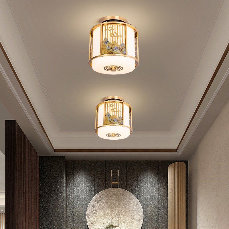 新中式全铜过道灯入户门厅小吸顶灯楼梯灯中国风衣帽间阳台过道灯,家装灯饰光源,厨卫/阳台/玄关/过道吸顶灯,淘宝优惠券,粉丝福利购,淘宝优惠卷