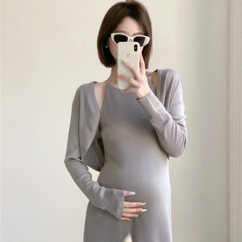 孕妇装简约纯色圆领针织无袖吊带长款连衣裙女宽松开衫外套套装,孕妇装/孕产妇用品/营养,套装,淘宝优惠券,粉丝福利购,淘宝优惠卷