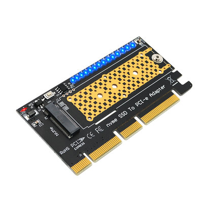 .M2 NVME SSD 转 PCI Express X4 X8 X16 转接卡带跑马灯 LED