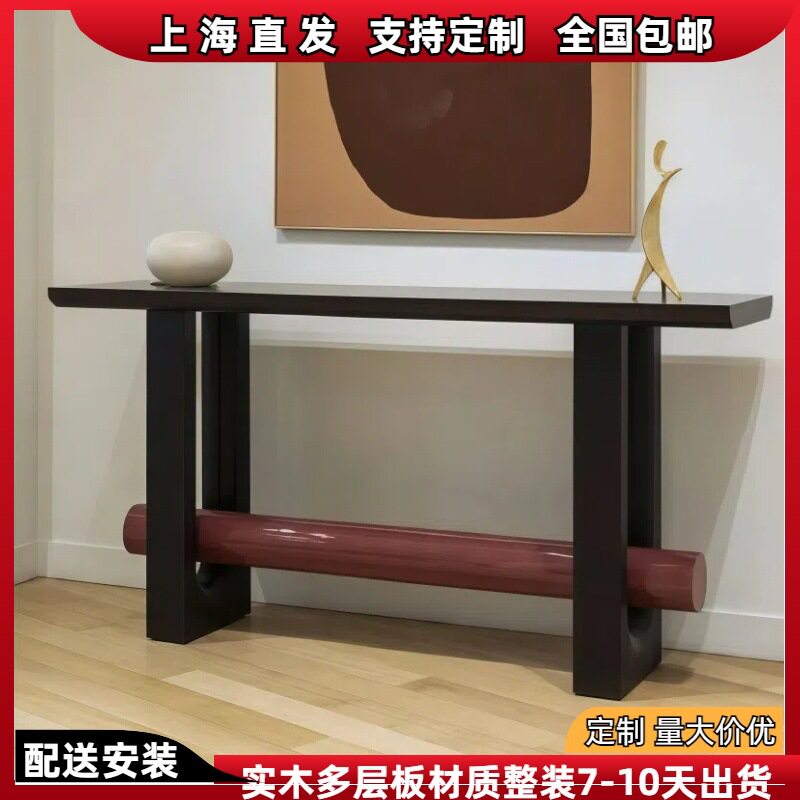 法式烤漆玄关台入户门厅柜实木玄关桌现代简约装饰台展示案台包邮