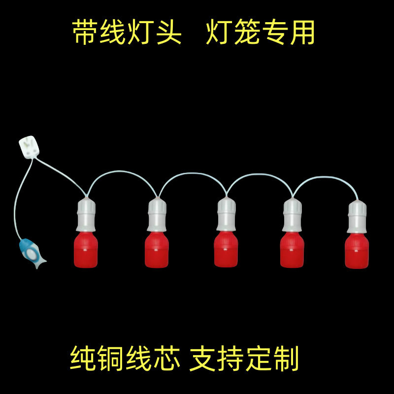 5个灯头串灯家用灯笼简约带线红灯泡带开关E27螺口卧室悬挂式吊灯