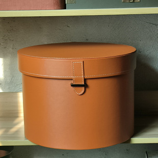 样板房收纳盒家居展厅装 饰品摆设道具衣帽间衣柜皮革收纳桶圆桶