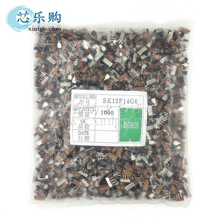 SK-12F14 SK12F14G6 2档3脚 卧式弯脚 柄6mm 拨动开关 滑动开关