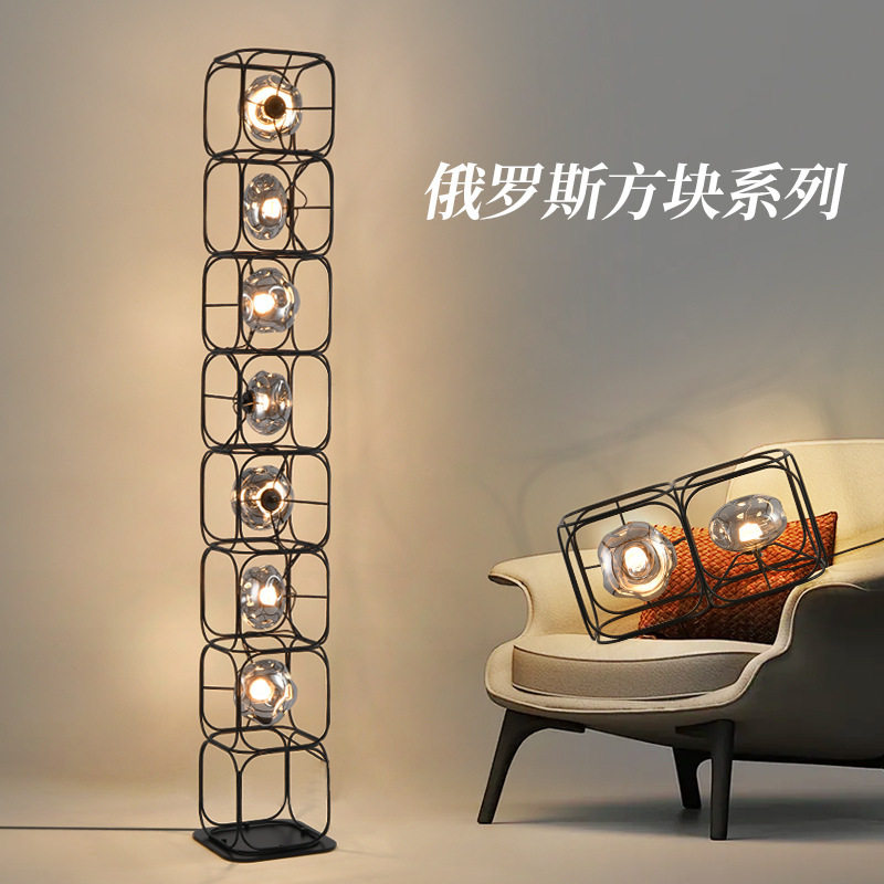 新款创意设计感吊灯北欧后现代铁艺玻璃卧室餐厅简约方形客厅吊灯