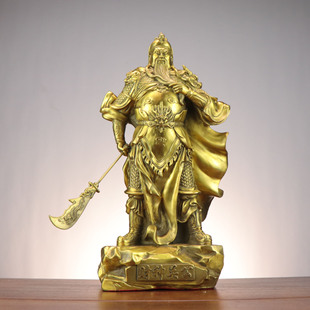 铜关公 关帝神威 提刀关公武财神 家居办公装饰摆件飘带关公财神