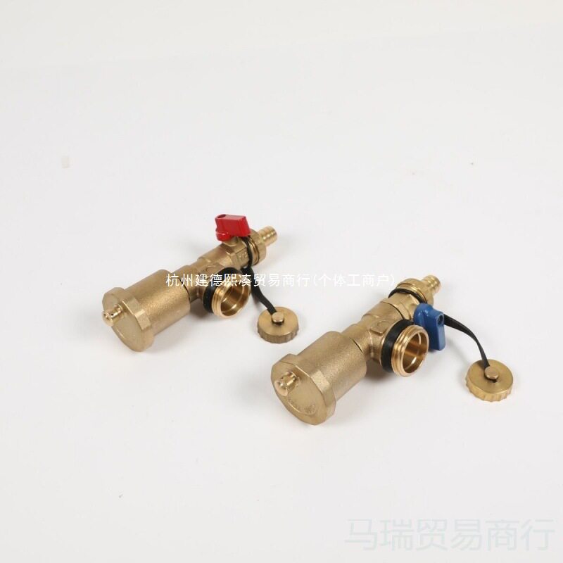 地暖分集水器末端铜地热分水器三尾件自动排气阀排水阀组件1寸6分