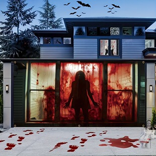 跨境货源Halloween Garage Door Banner车库门旗节日氛围横幅装饰