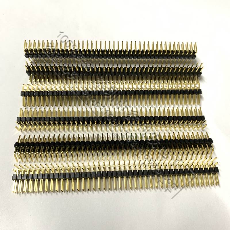 3U镀金 2.54MM双排弯针2*2/3/4/5/6/7/8/9/10/20-40P排针90度插针